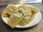 Beijing-style guanchang, pieces of fried batter over fried intestine with tofu.